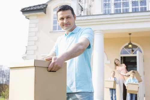 Satisfied client during moving truck unload in Bow