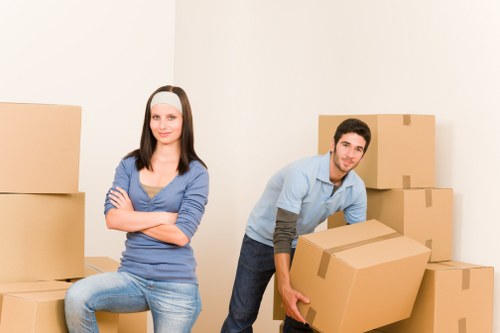 Professional movers managing commercial logistics