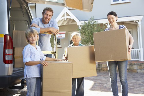 Professional moving team coordinating a move in Bow